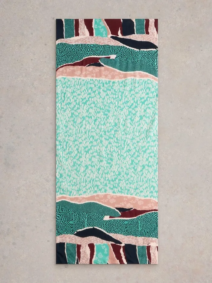 Abstract Patchwork Scarf Bright Teal Women White Stuff Scarves Abstract Patchwork Scarf Bright Teal Women White Stuff Scarves