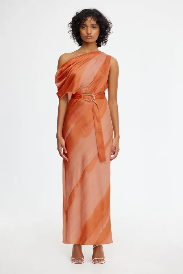 Acler Dresses Boise Midi Dress Melon Watercolour 8211 Women