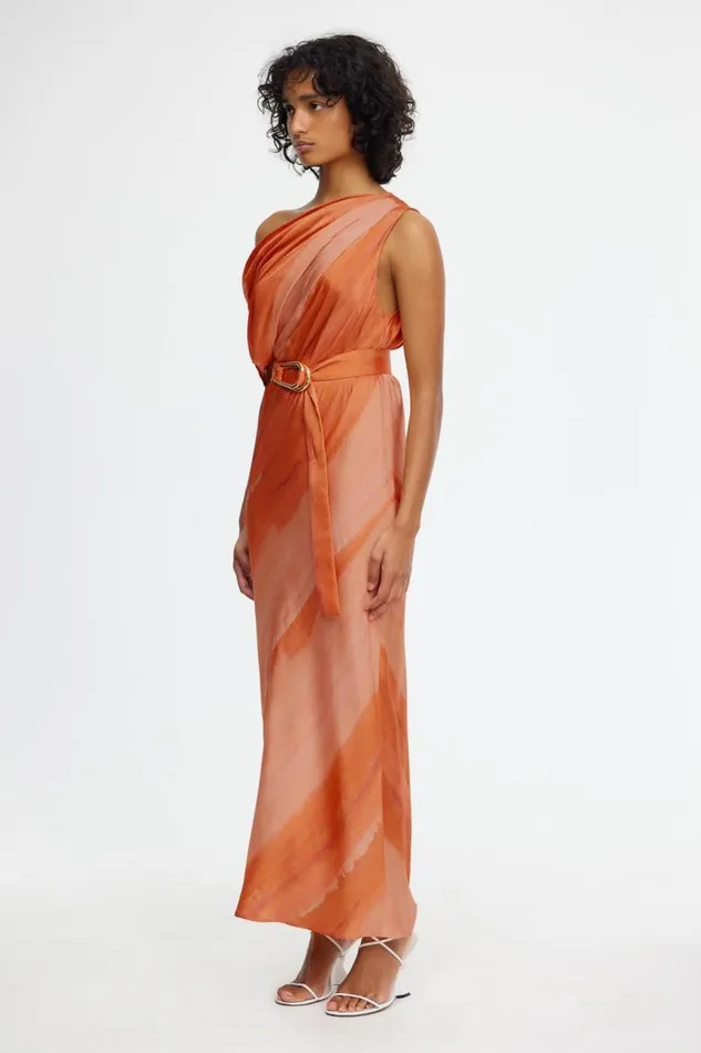 Acler Dresses Boise Midi Dress Melon Watercolour 8211 Women