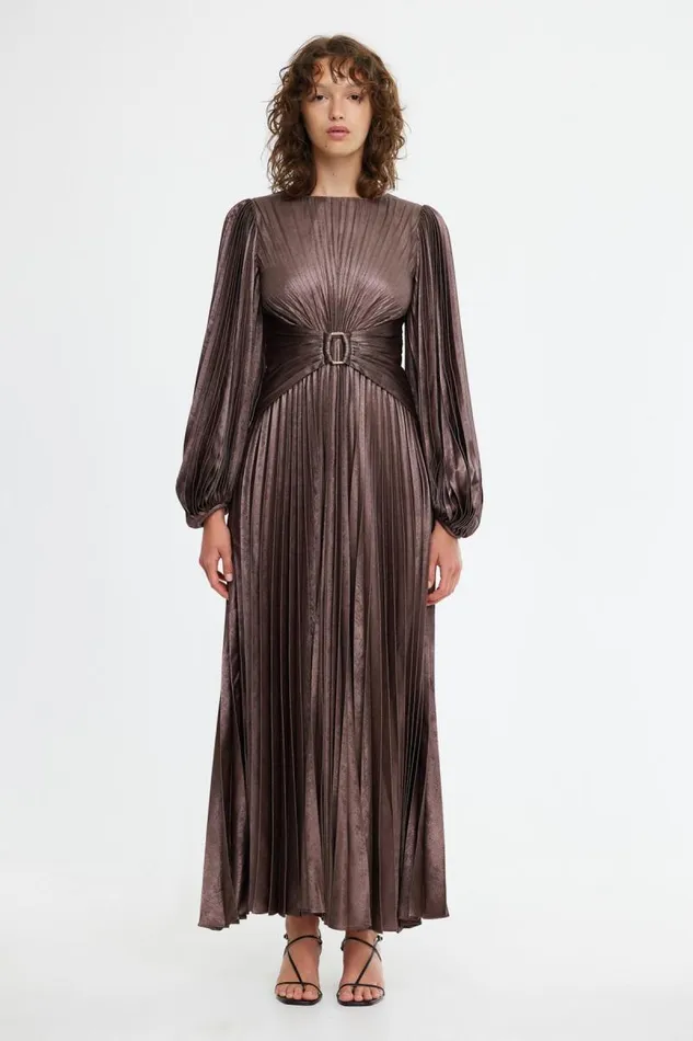 Acler Dresses Norseman Midi Dress Coffee Metallic 8211 Women