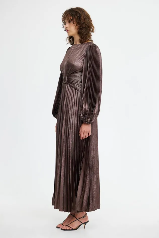 Acler Dresses Norseman Midi Dress Coffee Metallic 8211 Women