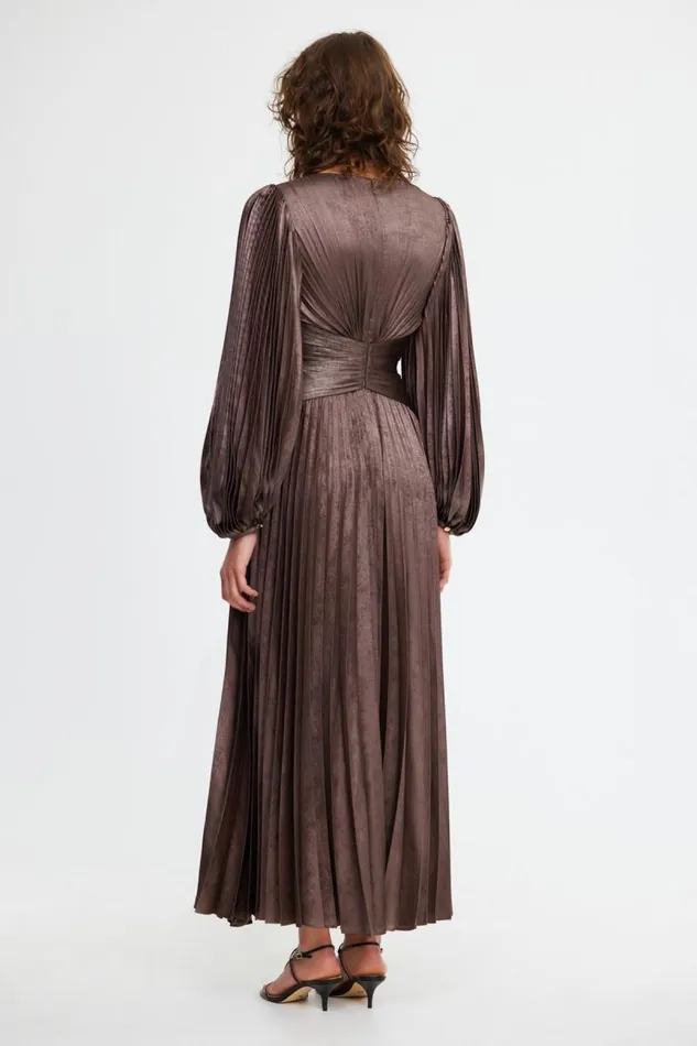 Acler Dresses Norseman Midi Dress Coffee Metallic 8211 Women
