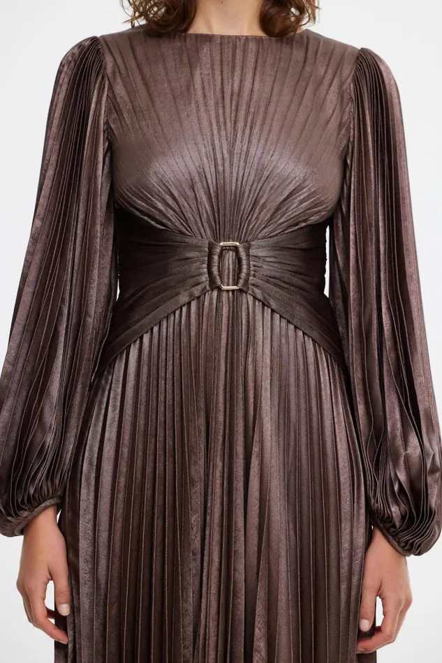 Acler Dresses Norseman Midi Dress Coffee Metallic 8211 Women