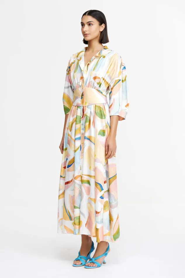 Acler Dresses Posthill Midi Dress Cubist Canyon 8211 Women