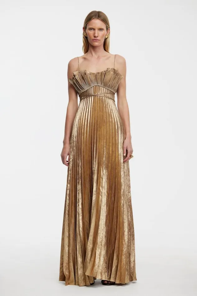 Acler Dresses Sanna Maxi Dress Metallic Gold 8211 Women