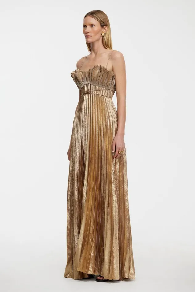 Acler Dresses Sanna Maxi Dress Metallic Gold 8211 Women