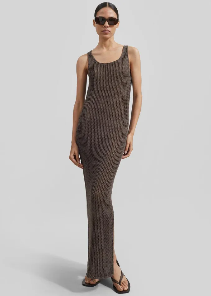 Adrienna Crochet Maxi Dress 8211 Brown Women The Frankie Shop Clothing