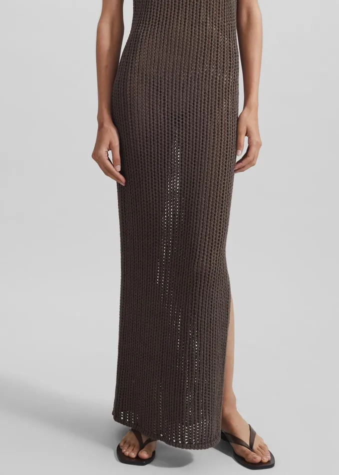 Adrienna Crochet Maxi Dress 8211 Brown Women The Frankie Shop Clothing