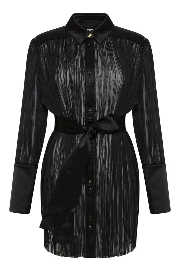 Aerial Oversized Pleated Shirt Black Women Aje Tops Aerial Oversized Pleated Shirt Black Women Aje Tops