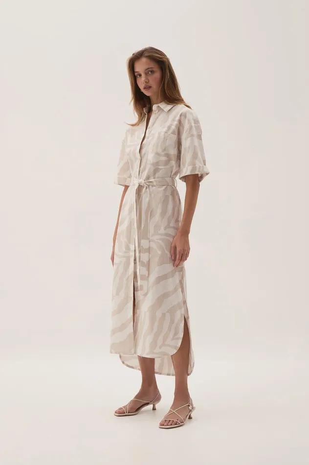Airlie Relaxed Shirt Dress Oatmeal Zebra Women Aje Dresses Airlie Relaxed Shirt Dress Oatmeal Zebra Women Aje Dresses