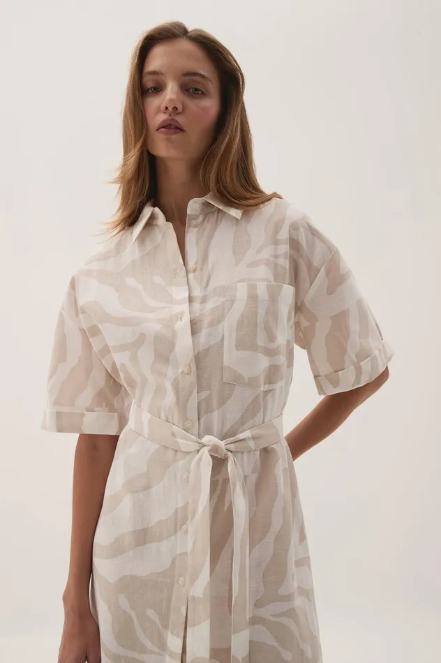 Airlie Relaxed Shirt Dress Oatmeal Zebra Women Aje Dresses Airlie Relaxed Shirt Dress Oatmeal Zebra Women Aje Dresses