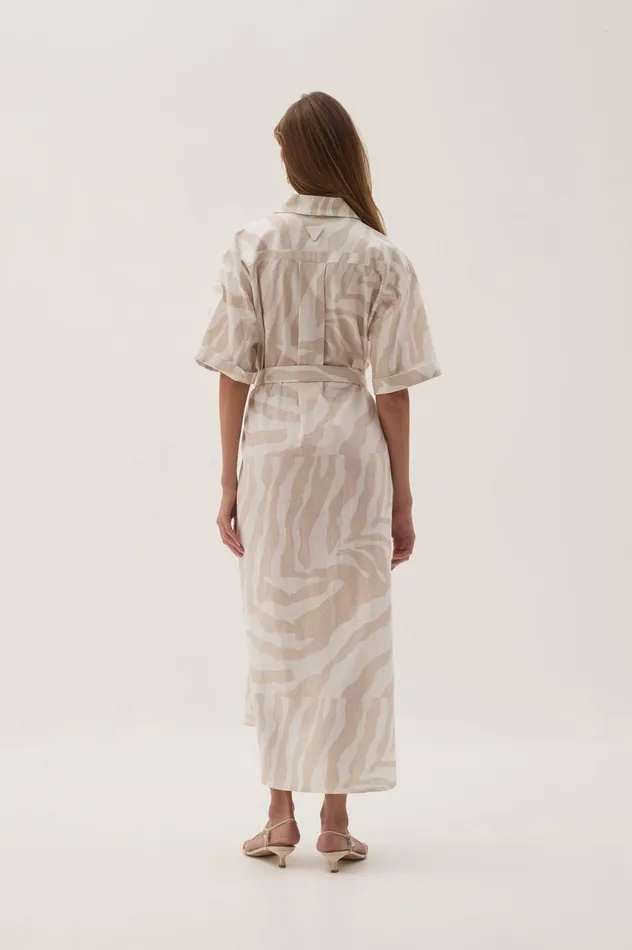 Airlie Relaxed Shirt Dress Oatmeal Zebra Women Aje Dresses Airlie Relaxed Shirt Dress Oatmeal Zebra Women Aje Dresses