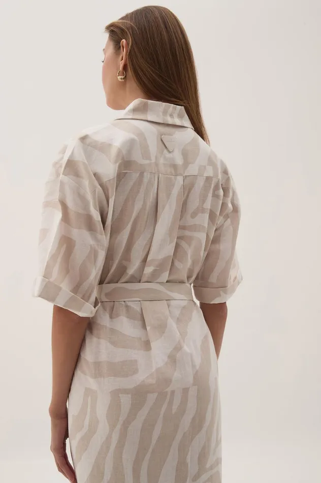Airlie Relaxed Shirt Dress Oatmeal Zebra Women Aje Dresses Airlie Relaxed Shirt Dress Oatmeal Zebra Women Aje Dresses