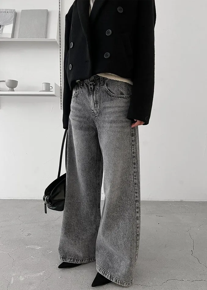 Alani Wide Leg Jeans 8211 Black Wash Women The Frankie Shop Clothing