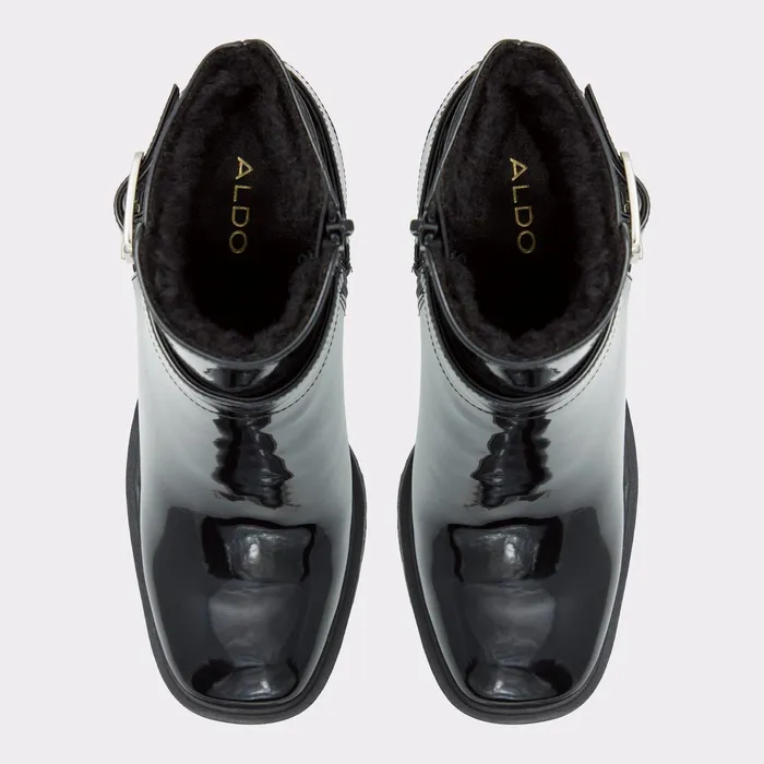 ALDO Boots Women Larah Black Synthetic Patent