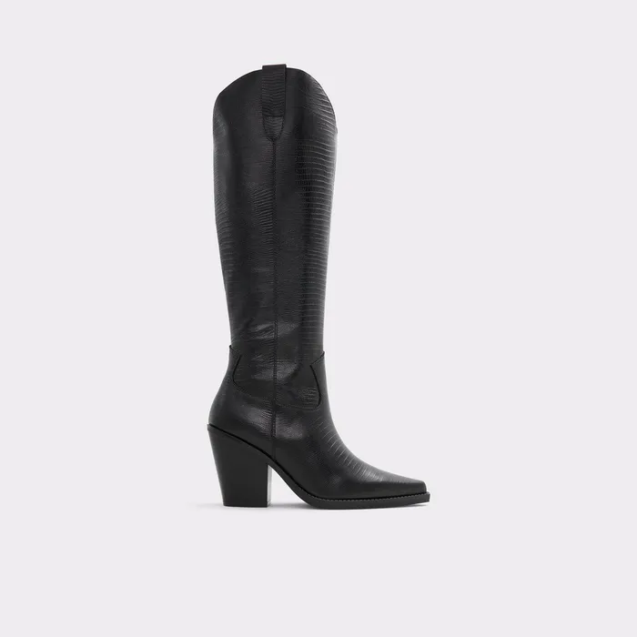 ALDO Boots Women Nevada Black Leather Lizard