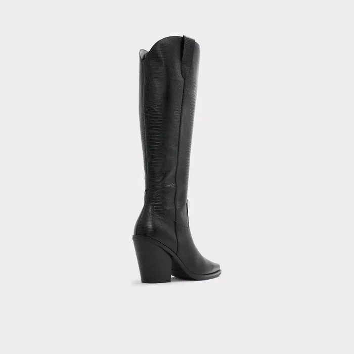 ALDO Boots Women Nevada Black Leather Lizard