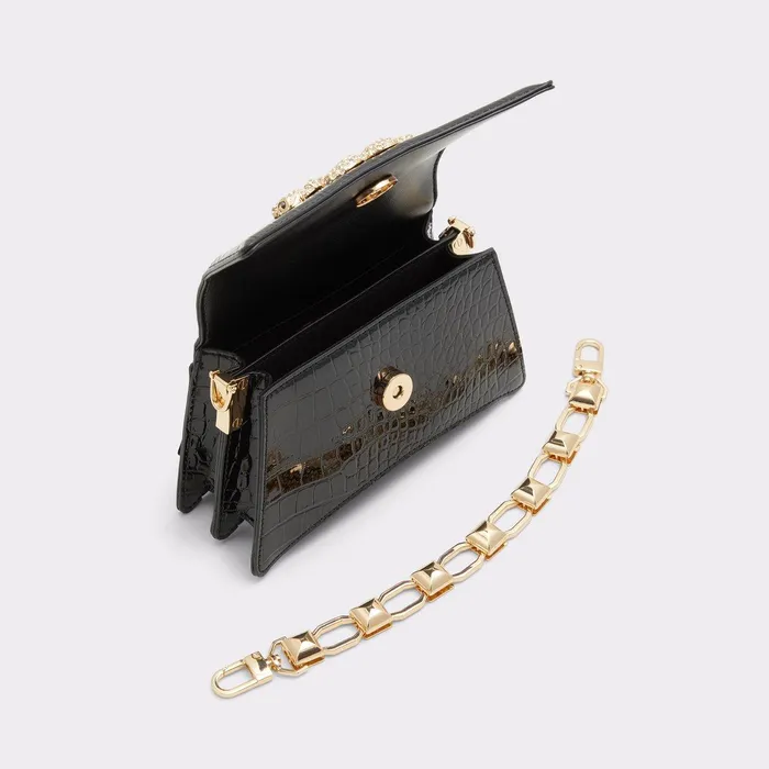 ALDO Top Handle Bags Women Kaziax Black Synthetic Croco ALDO Top Handle Bags Women Kaziax Black Synthetic Croco