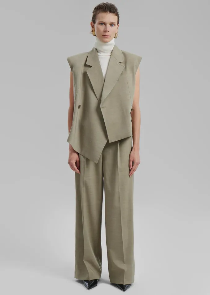 Alia Wide Leg Trousers 8211 Beige Women The Frankie Shop Clothing
