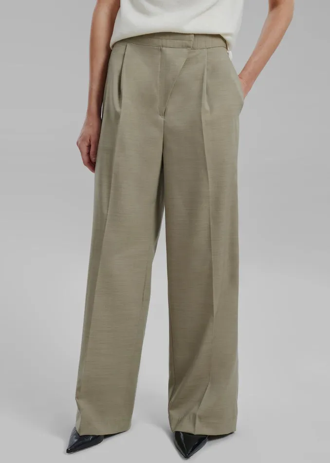 Alia Wide Leg Trousers 8211 Beige Women The Frankie Shop Clothing