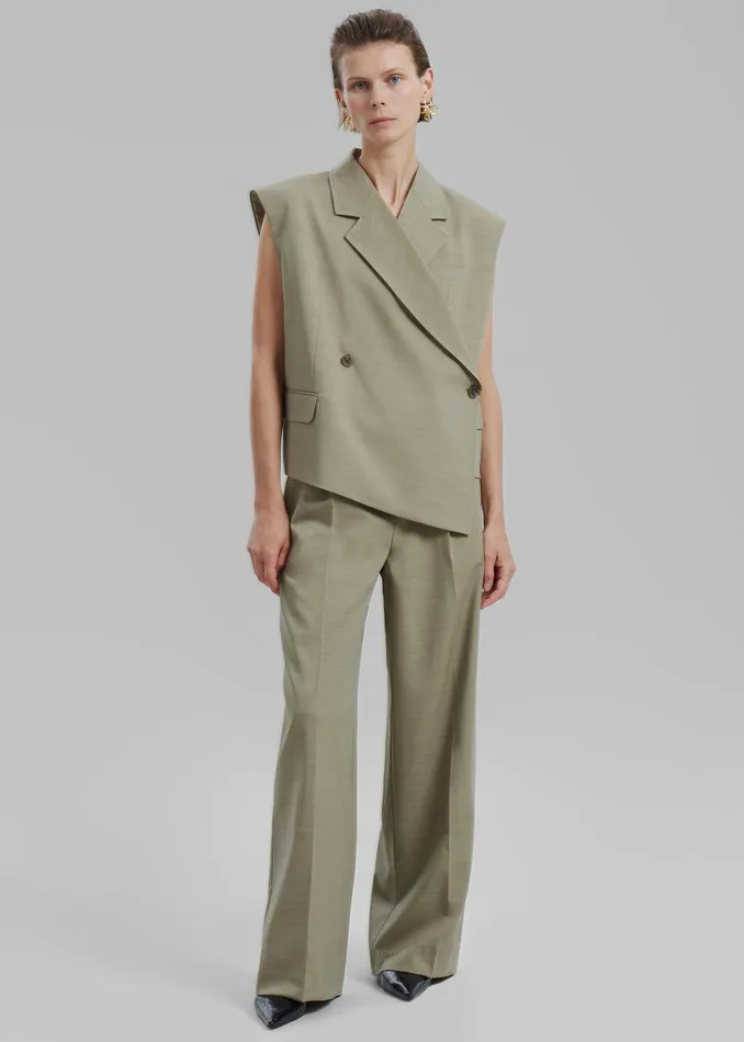 Alia Wide Leg Trousers 8211 Beige Women The Frankie Shop Clothing