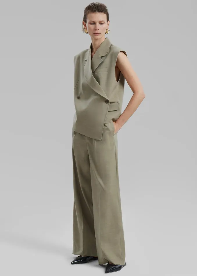 Alia Wide Leg Trousers 8211 Beige Women The Frankie Shop Clothing
