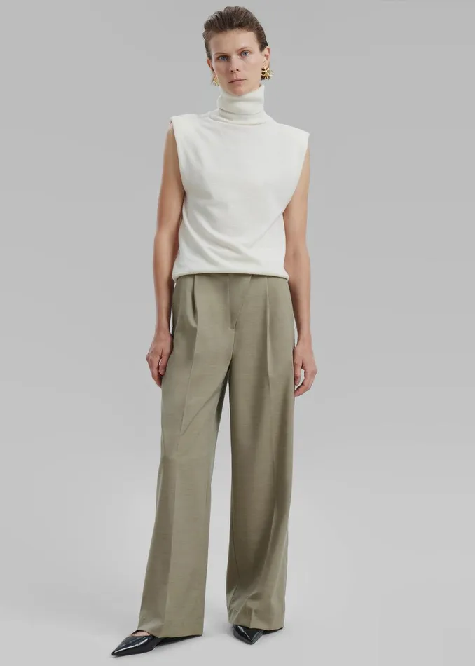 Alia Wide Leg Trousers 8211 Beige Women The Frankie Shop Clothing