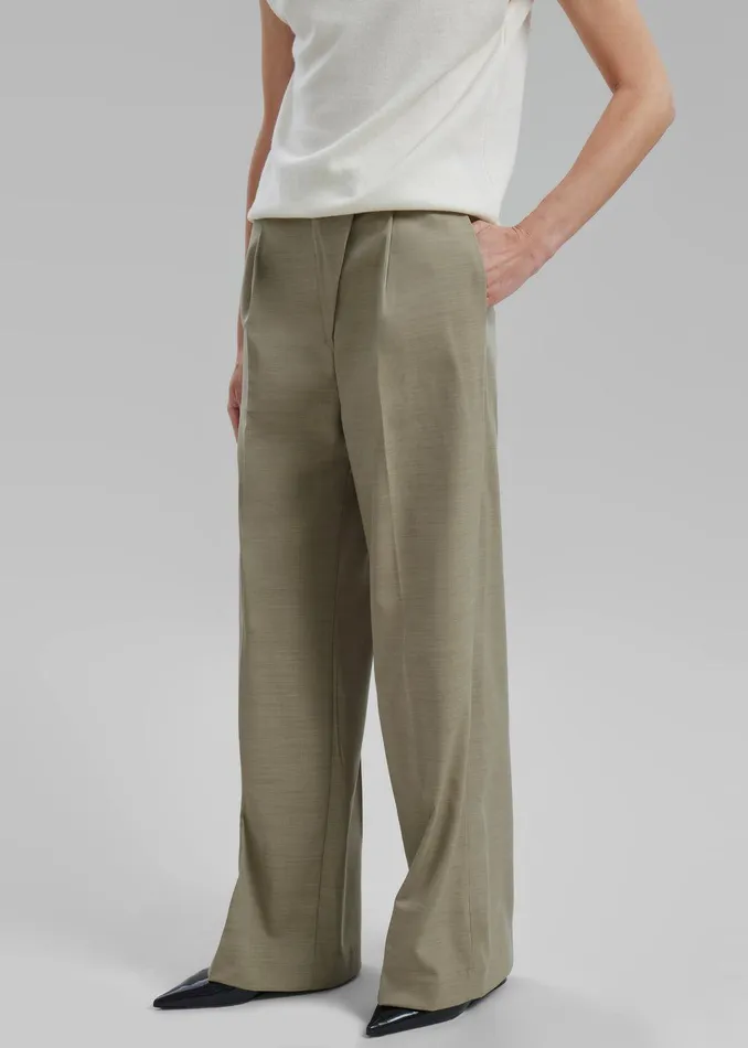 Alia Wide Leg Trousers 8211 Beige Women The Frankie Shop Clothing