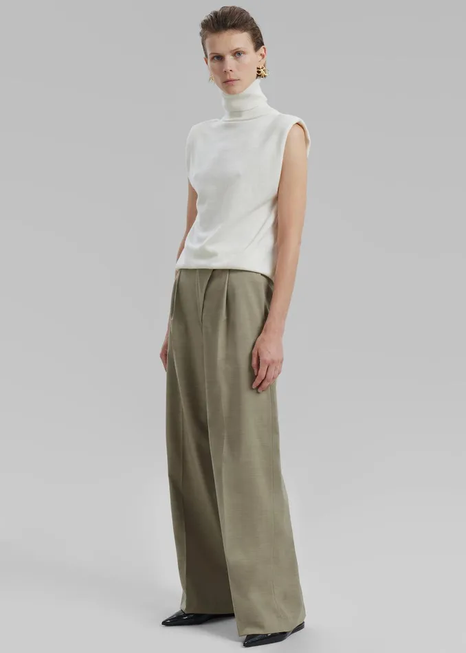 Alia Wide Leg Trousers 8211 Beige Women The Frankie Shop Clothing