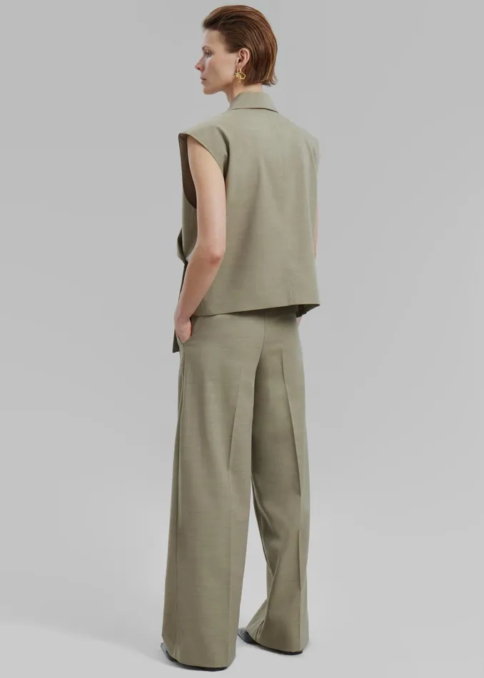 Alia Wide Leg Trousers 8211 Beige Women The Frankie Shop Clothing