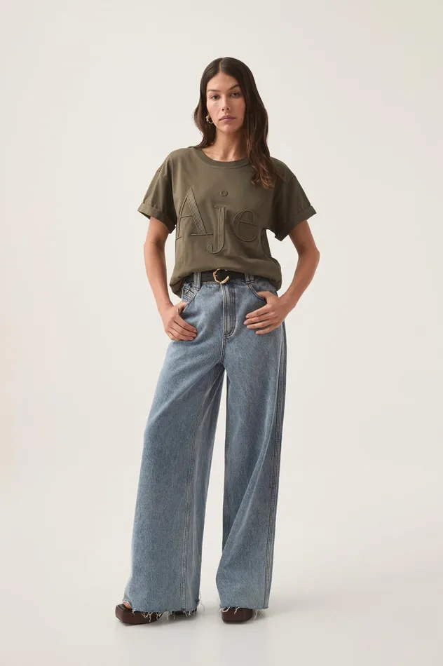 Alice Embroidered Logo Tee Khakikhaki Women Aje Tees