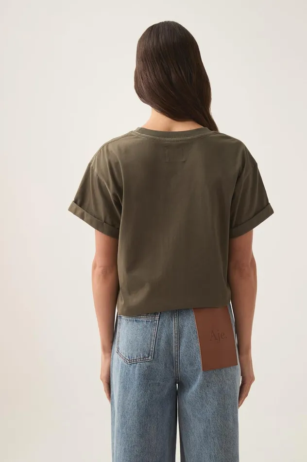 Alice Embroidered Logo Tee Khakikhaki Women Aje Tees Alice Embroidered Logo Tee Khakikhaki Women Aje Tees