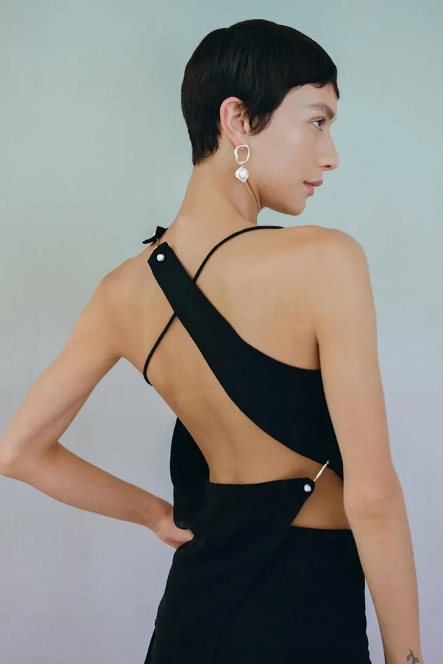 Allure Asymmetric Draped Cami Black Women Aje Matching Sets