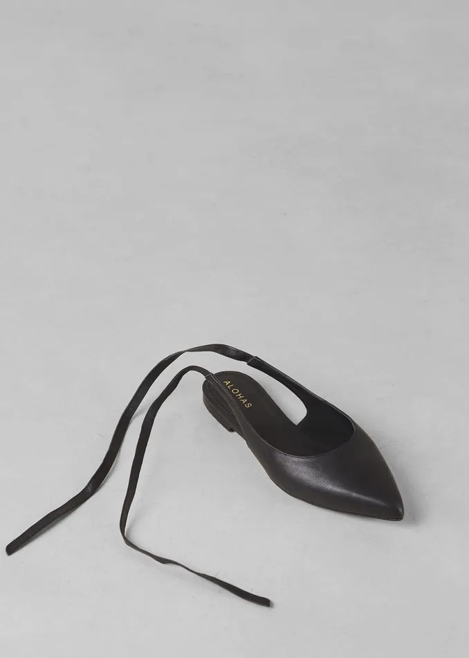 Alohas Ribbon Black Leather Ballet Flats 8211 Black Women The Frankie Shop Shoes