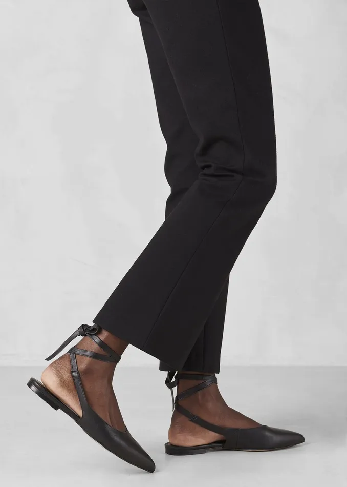 Alohas Ribbon Black Leather Ballet Flats 8211 Black Women The Frankie Shop Shoes