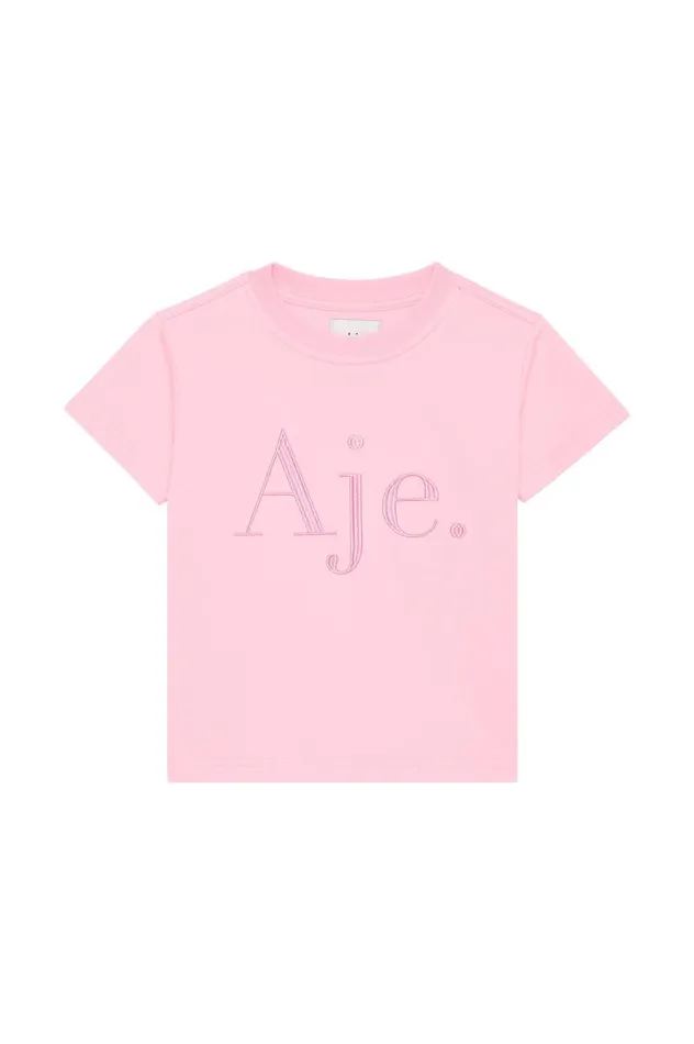 Amia Embroidered Logo Tee Sunrise Pinkpink Logo Kids Aje