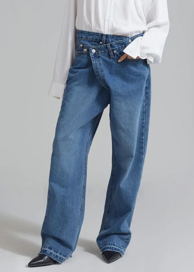 Andrea Denim Pants 8211 Medium Wash Women The Frankie Shop Clothing