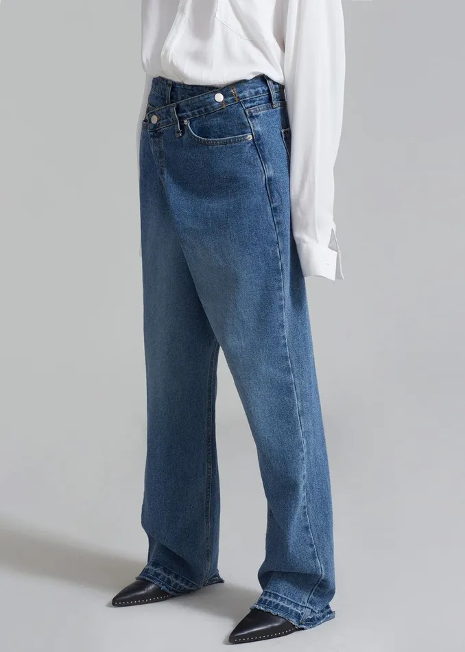 Andrea Denim Pants 8211 Medium Wash Women The Frankie Shop Clothing