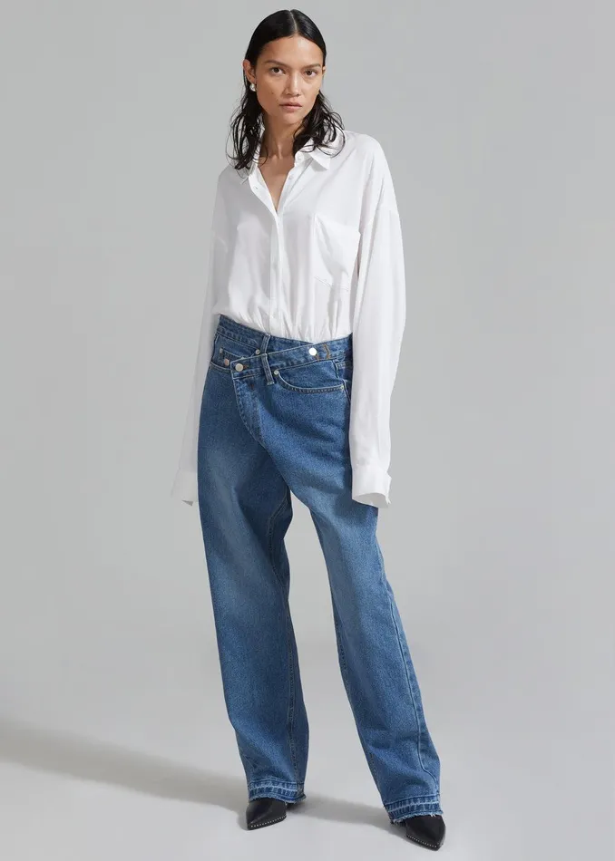 Andrea Denim Pants 8211 Medium Wash Women The Frankie Shop Clothing