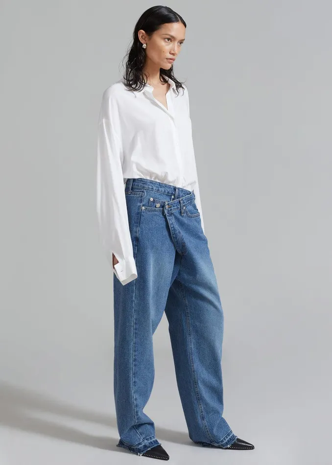 Andrea Denim Pants 8211 Medium Wash Women The Frankie Shop Clothing
