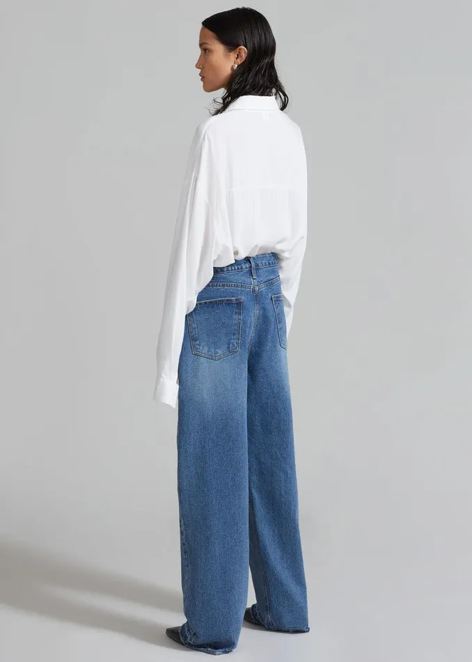 Andrea Denim Pants 8211 Medium Wash Women The Frankie Shop Clothing
