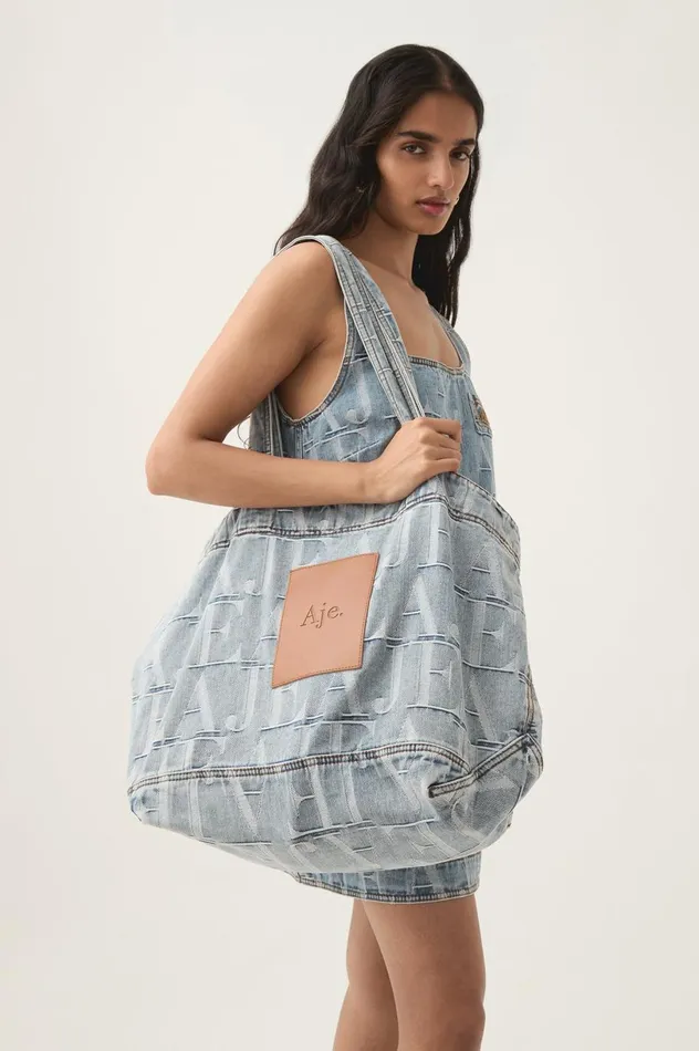 Anele Denim Tote Coastal Logo Wash Women Aje Denim
