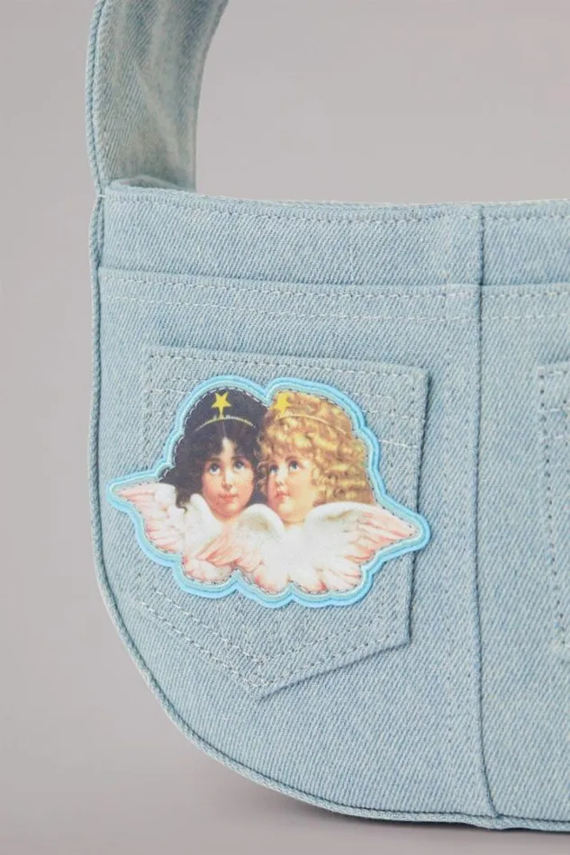 Angels Patch Denim Shoulder Bag Light Vintage Blue Accessories Fiorucci Angels Patch Denim Shoulder Bag Light Vintage Blue Accessories Fiorucci