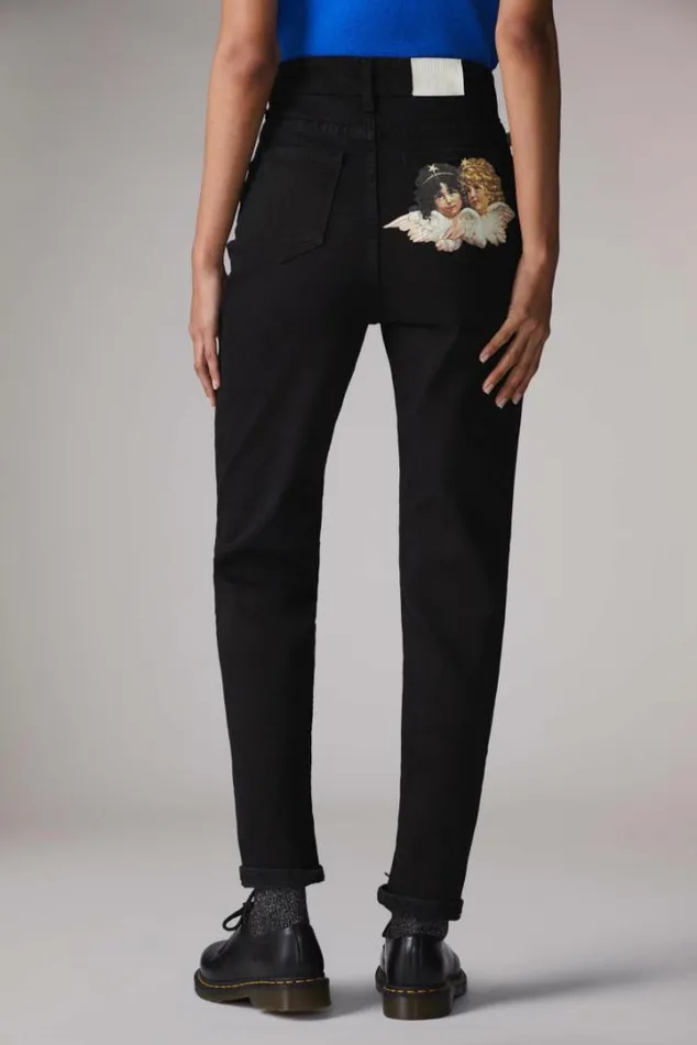 Angels Patch Tara Jeans Black Black Women Fiorucci Angels Patch Tara Jeans Black Black Women Fiorucci