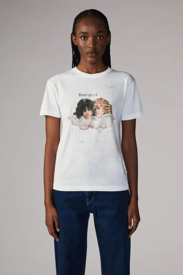 Angels Postcard TShirt White White Women Fiorucci Angels Postcard TShirt White White Women Fiorucci