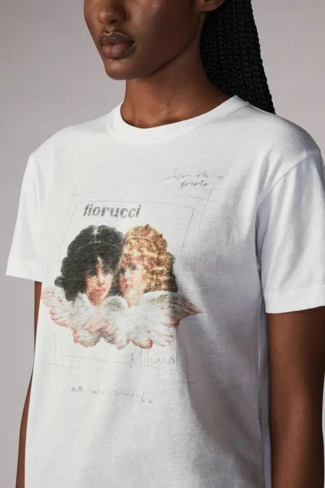 Angels Postcard TShirt White White Women Fiorucci Angels Postcard TShirt White White Women Fiorucci