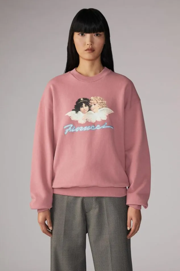 Angels Squiggle Logo Sweatshirt Pink Pink Women Fiorucci Angels Squiggle Logo Sweatshirt Pink Pink Women Fiorucci