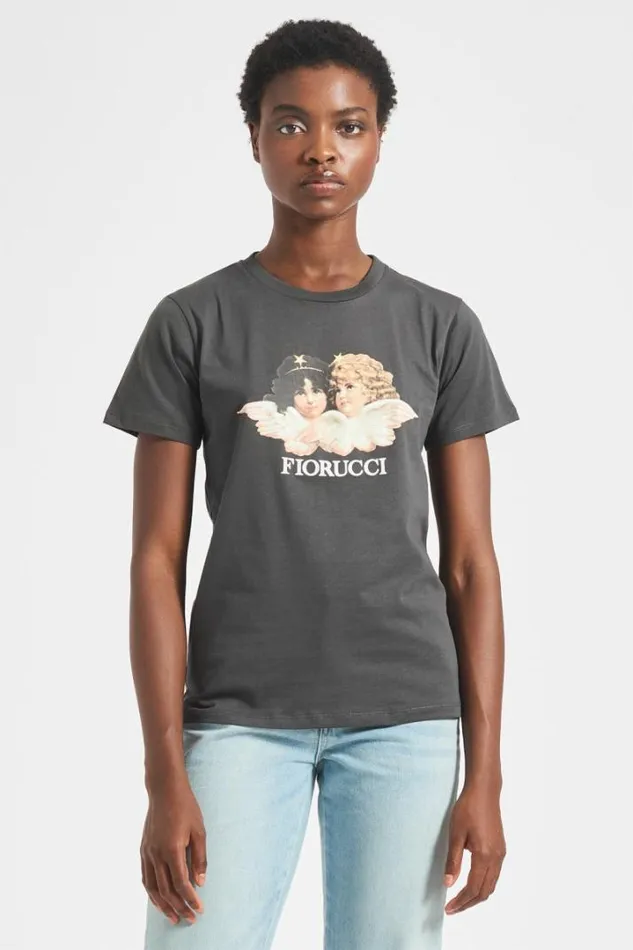 Angels TShirt Dark Grey Charcoal Grey Women Fiorucci