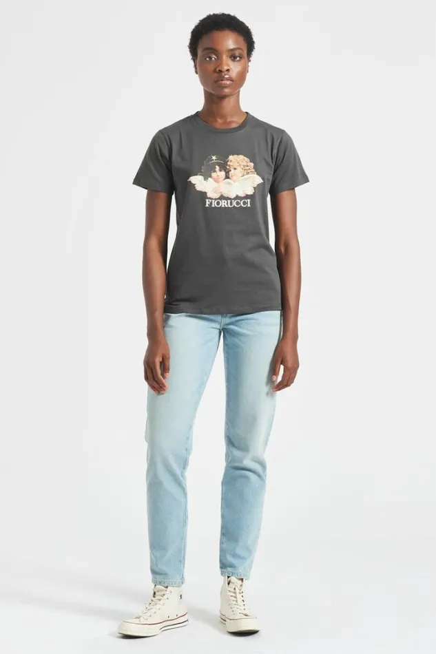 Angels TShirt Dark Grey Charcoal Grey Women Fiorucci Angels TShirt Dark Grey Charcoal Grey Women Fiorucci