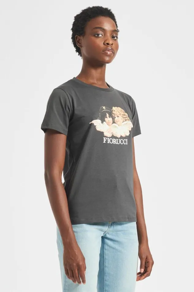 Angels TShirt Dark Grey Charcoal Grey Women Fiorucci Angels TShirt Dark Grey Charcoal Grey Women Fiorucci